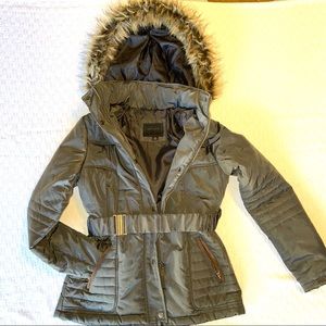 Winter Puff Jacket with Detachable Fur Hood